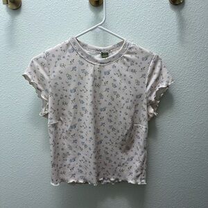 Floral Ruffle Sleeve Women's Top